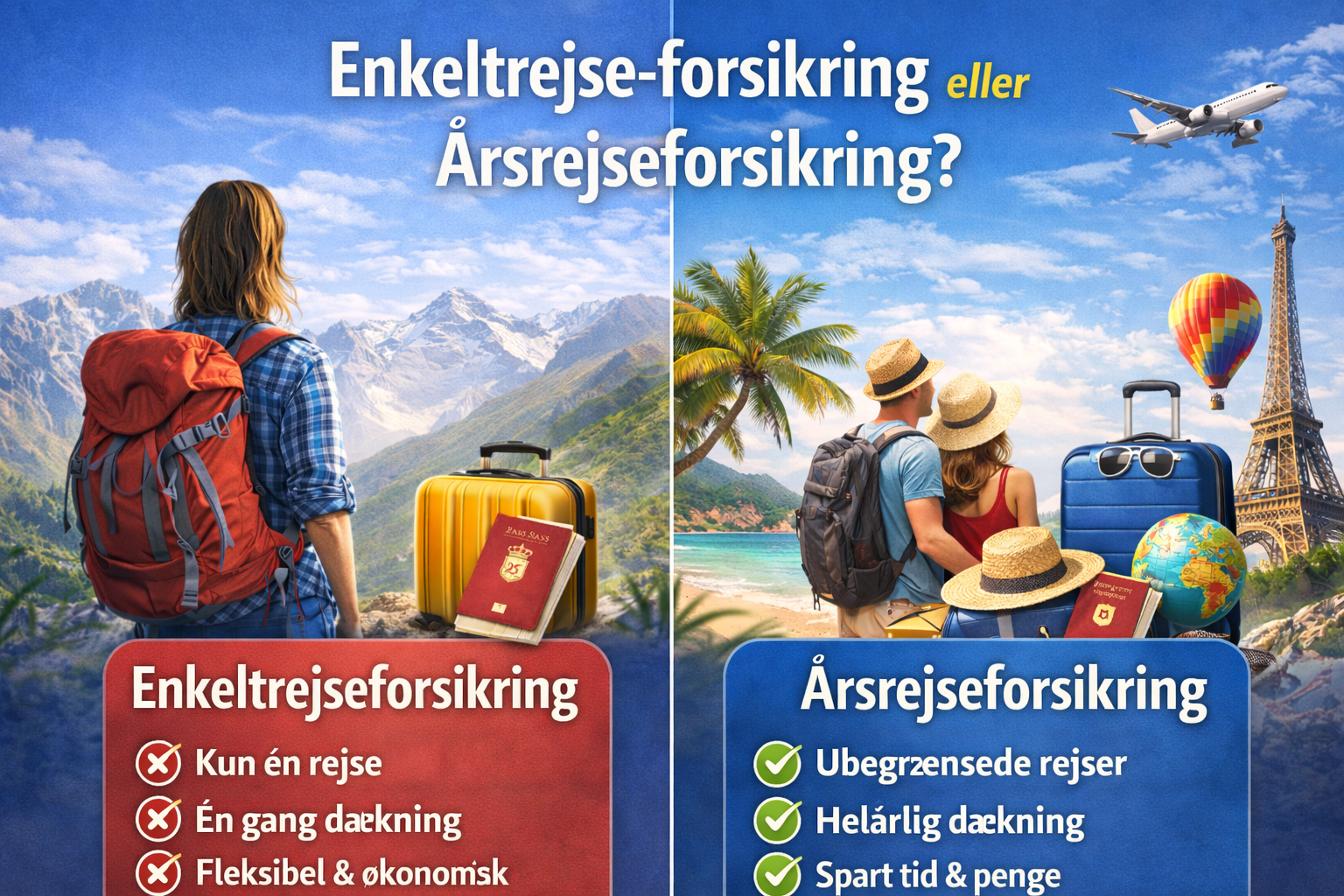 Sammenligning af enkeltrejseforsikring og årsrejseforsikring
