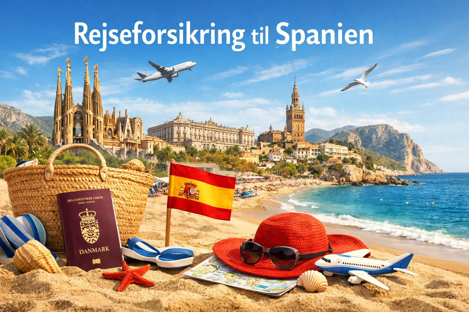 Illustration af rejseforsikring og sundhed ved rejser til Spanien