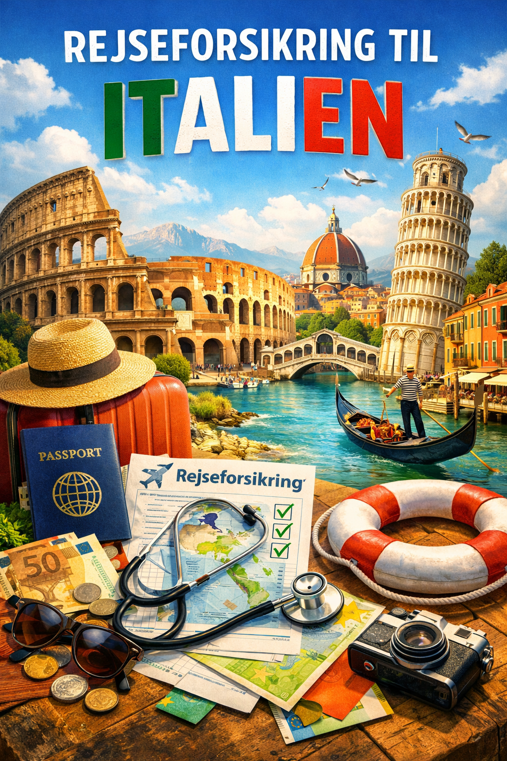 Illustration af rejseforsikring i Italien