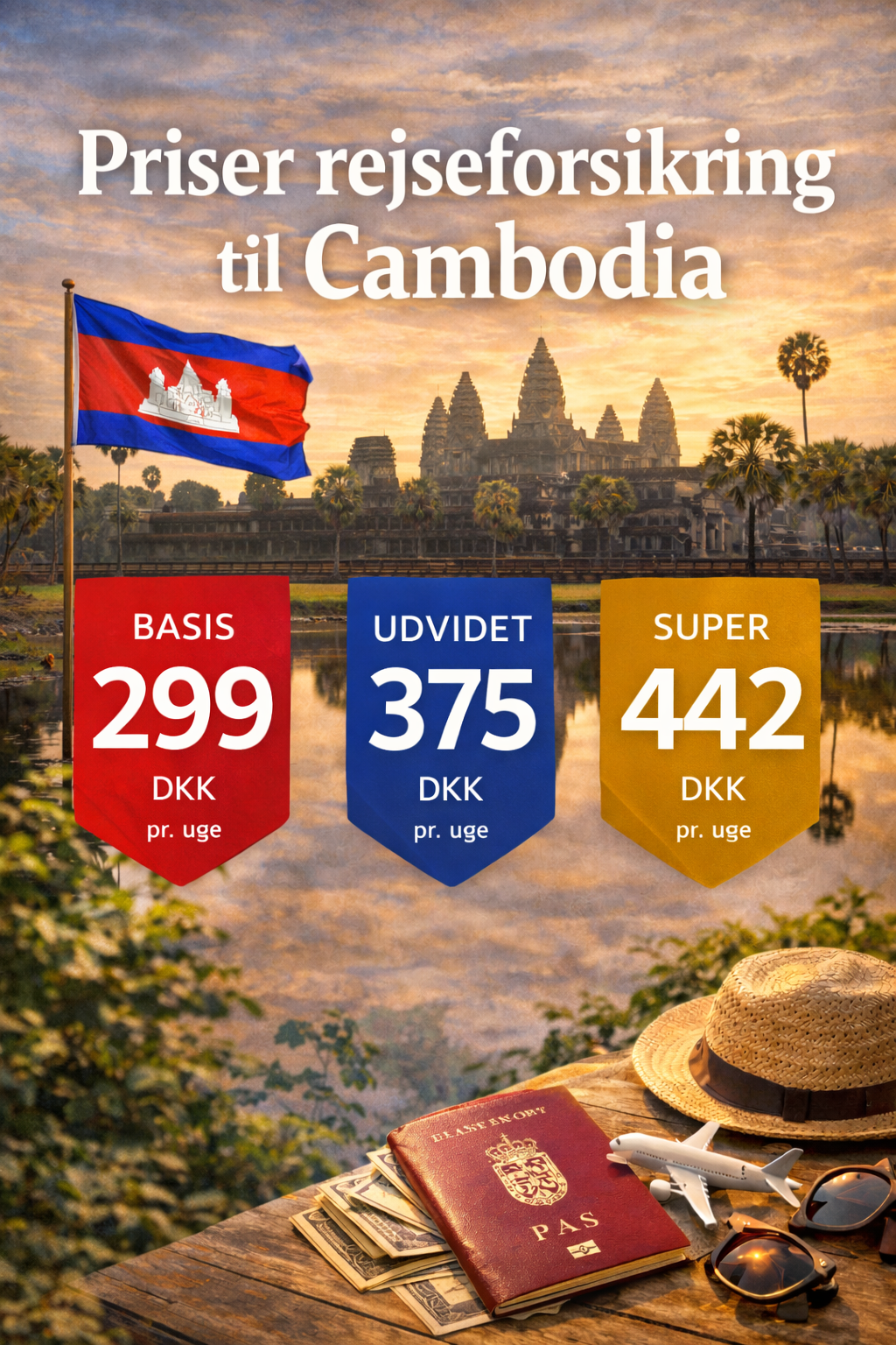 Priser på rejseforsikring til Cambodia